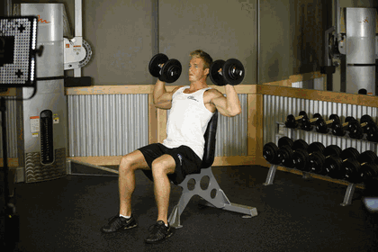 Dumbbell Shoulder Press GIF — animated shoulders exercise demonstration